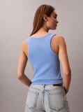 Blue Cotton Stretch Rib Tank Top  Women