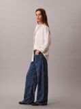 Denim Allover Monogram Low Rise Baggy Jeans  Women