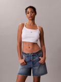 White Cropped Ribbed Cotton Cami Top  Women