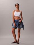 White Cropped Ribbed Cotton Cami Top  Women