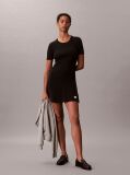Black Ribbed Cotton Flared Mini Dress  Women