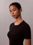 Black Ribbed Cotton Flared Mini Dress  Women