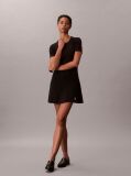 Black Ribbed Cotton Flared Mini Dress  Women