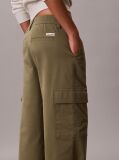 Green Relaxed Cotton Twill Cargo Pants  Women