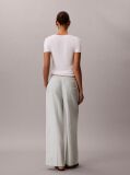 Green Linen Blend Wide Leg Trousers  Women