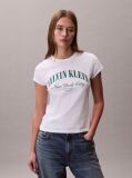 White Slim Varsity Logo T-shirt  Women