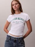 White Slim Varsity Logo T-shirt  Women
