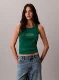 Green Slim Ribbed Cotton Tank Top  Women