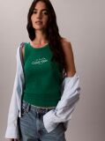 Green Slim Ribbed Cotton Tank Top  Women