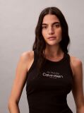 Black Slim Ribbed Cotton Tank Top  Women