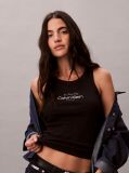 Black Slim Ribbed Cotton Tank Top  Women