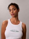 White Slim Ribbed Cotton Tank Top  Women
