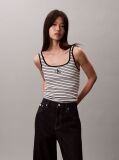 Black Scoop Neck Ribbed Tank Top  Women