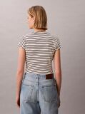 Black Slim Ribbed Stripe T-shirt  Women