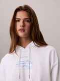 White Logo Graphic Cropped French Terry Hoodie  Women