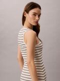 White Monologo Rib Stripe Midi Dress  Women