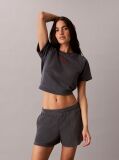 Grey Towel Terry Cropped Short Sleeve Top  Women