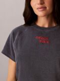 Grey Towel Terry Cropped Short Sleeve Top  Women