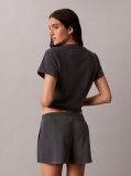 Grey Towel Terry Cropped Short Sleeve Top  Women