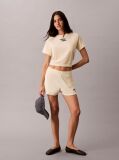 Beige Towel Terry Cropped Short Sleeve Top  Women