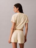 Beige Towel Terry Cropped Short Sleeve Top  Women