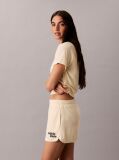 Beige Towel Terry Cropped Short Sleeve Top  Women