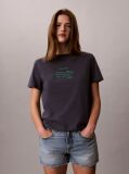 Blue Handwriting Graphic Crew Neck T-Shirt  Women