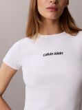 White Ribbed Embroidered Logo T-shirt  Women
