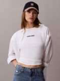 White Ribbed Embroidered Logo T-shirt  Women
