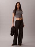 Black Monogram Embroidery Contrast Piping Terry Joggers  Women