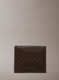 Brown Allover Emblem Logo Bifold Wallet with Coin Pouch  Men