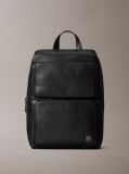 Black Slim Saffiano Emblem Logo Backpack  Men