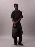 Black Slim Saffiano Emblem Logo Backpack  Men