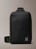 Black Saffiano Emblem Logo Crossbody Sling Bag  Men