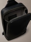 Black Saffiano Emblem Logo Crossbody Sling Bag  Men