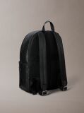 Black Coated Canvas Emblem Logo Backpack  Men