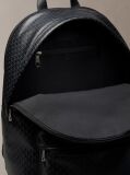 Black Coated Canvas Emblem Logo Backpack  Men