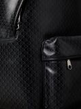Black Coated Canvas Emblem Logo Backpack  Men