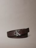 Brown Smooth Leather Monogram Buckle Belt  Men