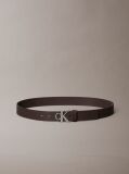 Brown Smooth Leather Monogram Buckle Belt  Men