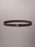 Brown Smooth Leather Monogram Buckle Belt  Men