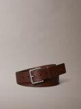 Brown Textured Leather Roller Buckle Belt  Men