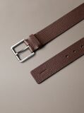 Brown Textured Leather Roller Buckle Belt  Men