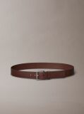 Brown Textured Leather Roller Buckle Belt  Men