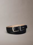 Black Curved Leather Rounded Buckle Belt  Men