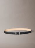 Black Curved Leather Rounded Buckle Belt  Men