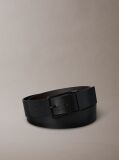 Black Leather Adjustable Reversible Square Buckle Belt  Men