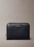 Black Leather Medium Zip Wallet  Women