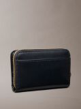 Black Leather Medium Zip Wallet  Women