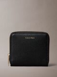 Black Foil Logo Square Zip Wallet  Women